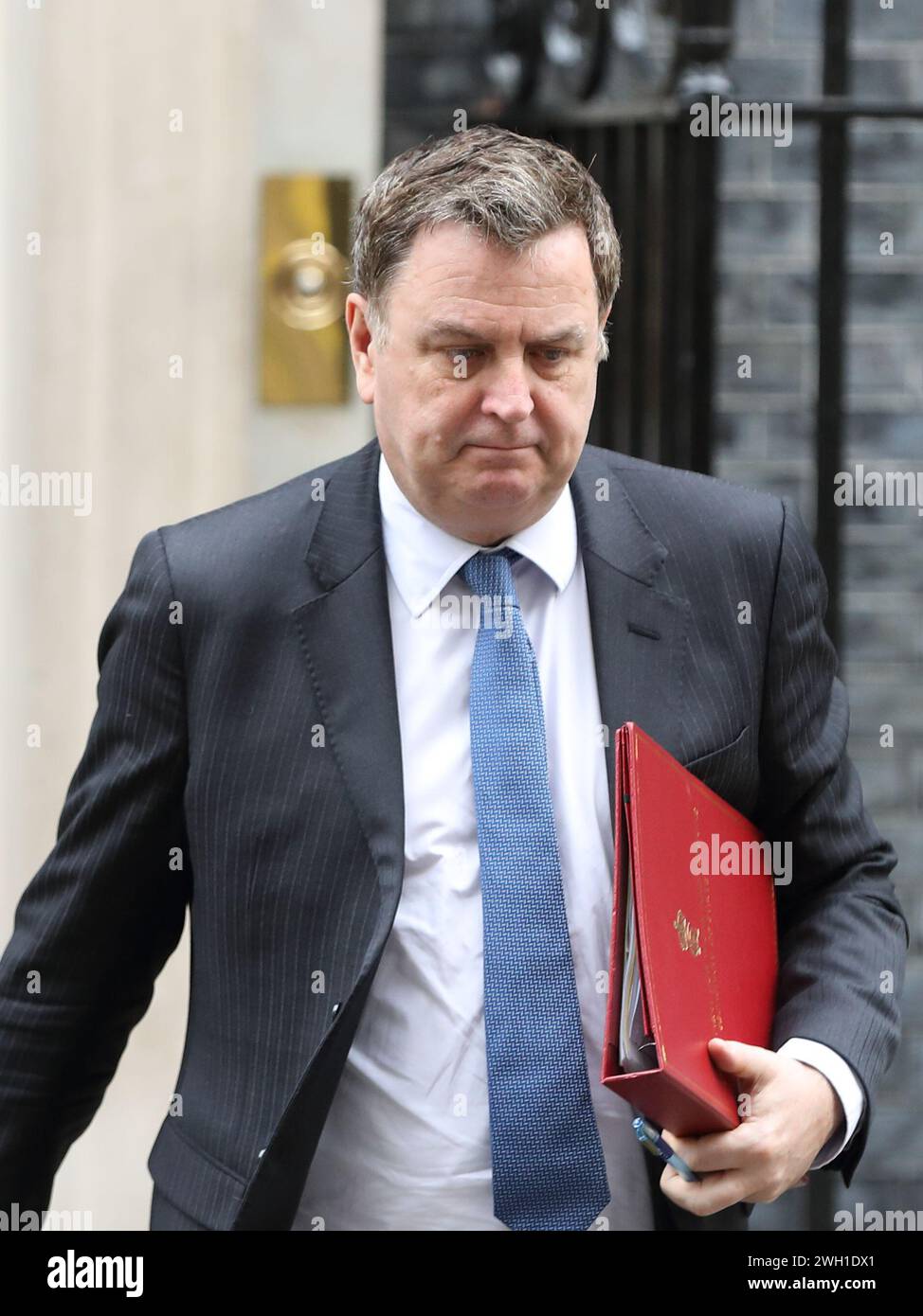 London, United Kingdom. 6th February, 2024. Mel Stride, Secretary of State for Work and Pensions, leaves Downing Street No 10 after the Cabinet Meeting. Stock Photo