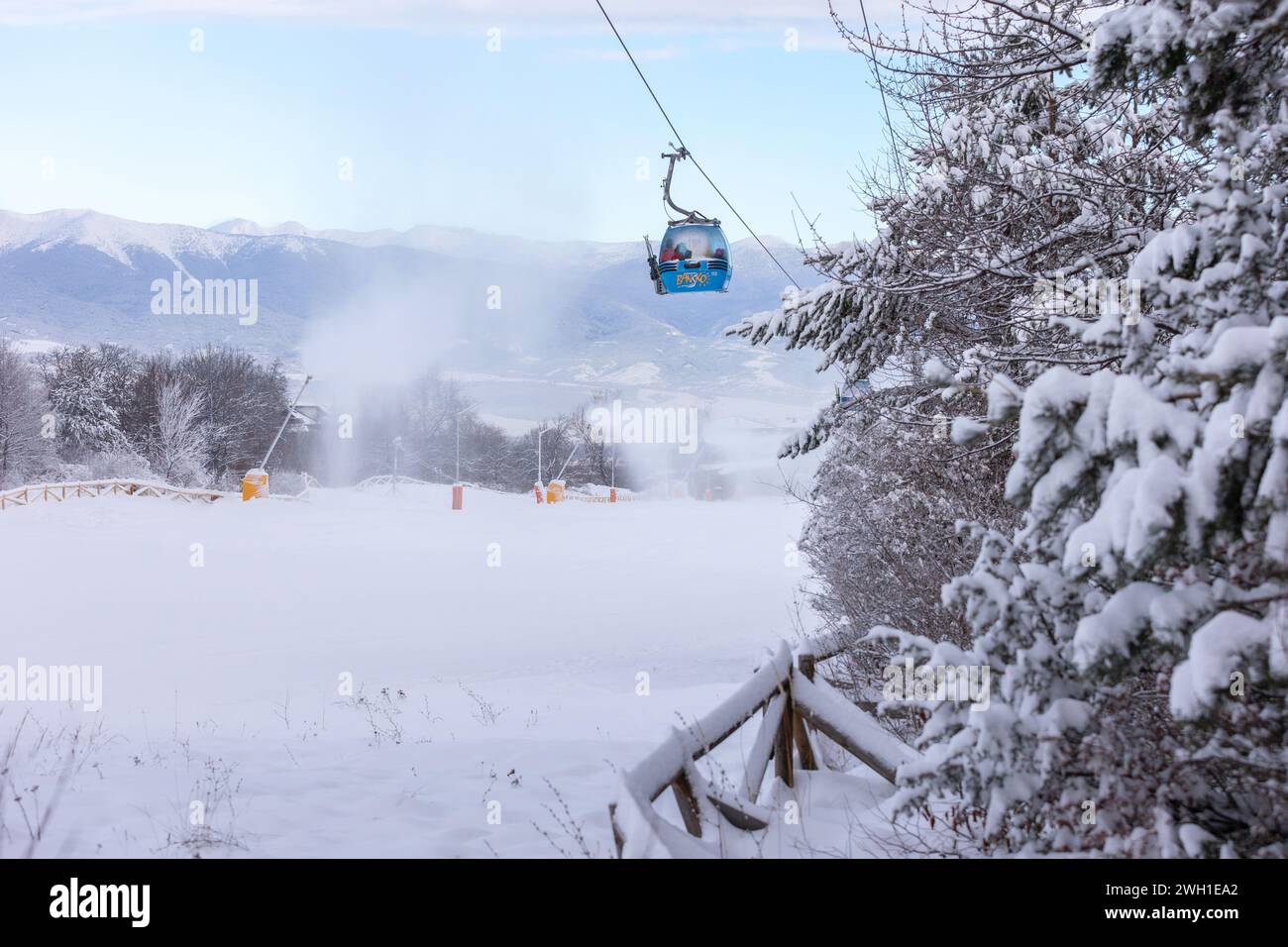 Bansko, Bulgaria January 21, 2024 Bulgarian winter ski resort with