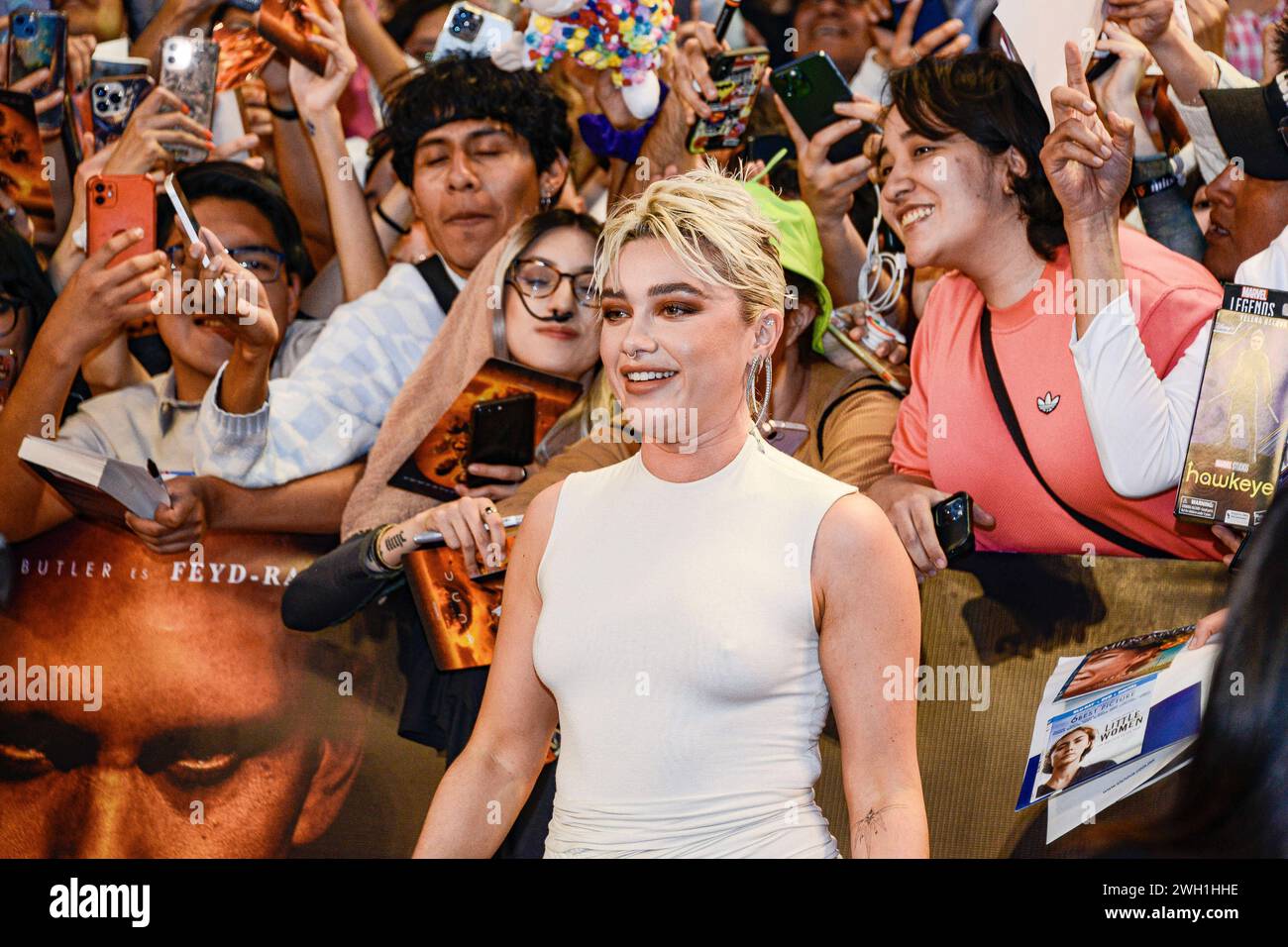 Fan Event For The Film Dune: Part Two February 6, 2024, Mexico City, Mexico: Actress Florence Pugh, attends the red carpet of the Fan Event for the film Dune: Part Two at Auditorio Nacional. Mexico City Mexico Copyright: xCarlosxTischlerx Stock Photo