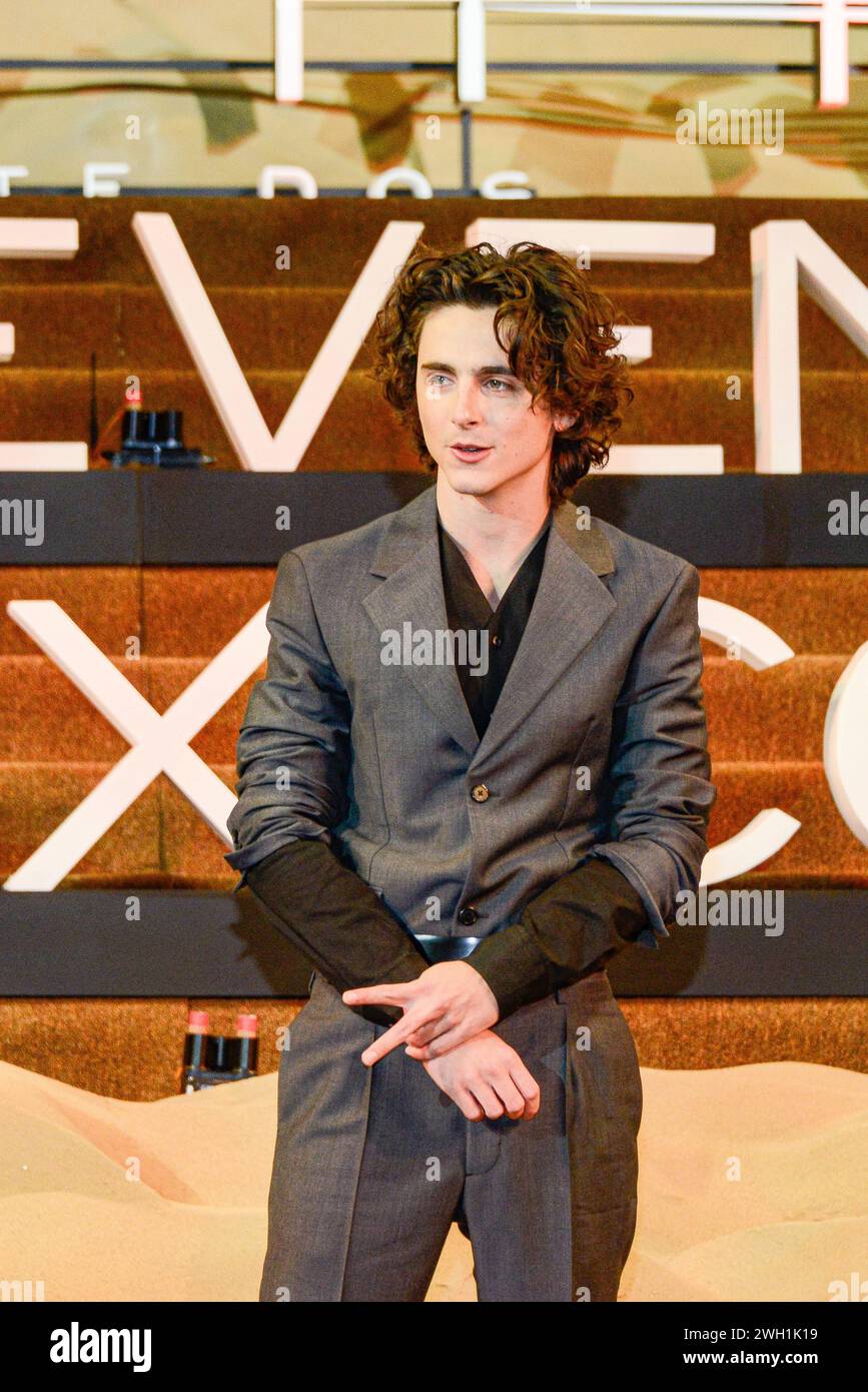 Fan Event For The Film Dune: Part Two February 6, 2024, Mexico City, Mexico: Actor Timothee Chalamet attends the red carpet of the Fan Event for the film Dune: Part Two at Auditorio Nacional. Mexico City Mexico Copyright: xCarlosxTischlerx Stock Photo