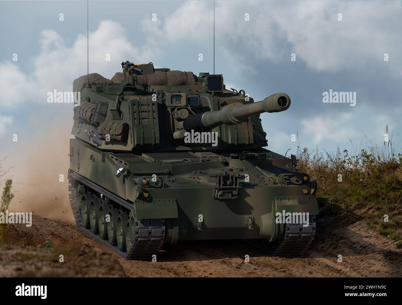 K9 Thunder - South Korean self-propelled gun manufactured by Hanwha Defense Stock Photo