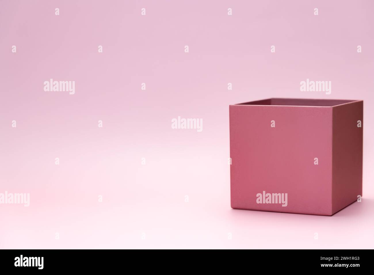 Pink square box on empty background. Monochrome design mockup for ...