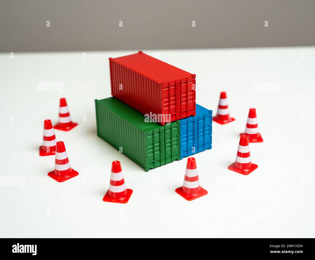 Sea containers are blocked for transportation. Cargo seizure and export ...