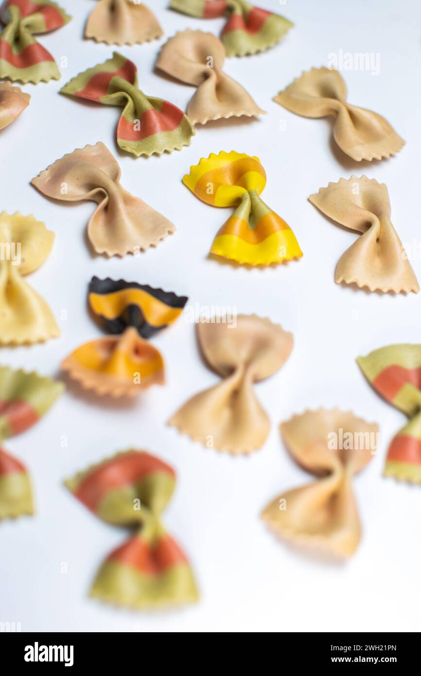 bow tie pasta isolated on white background Stock Photo