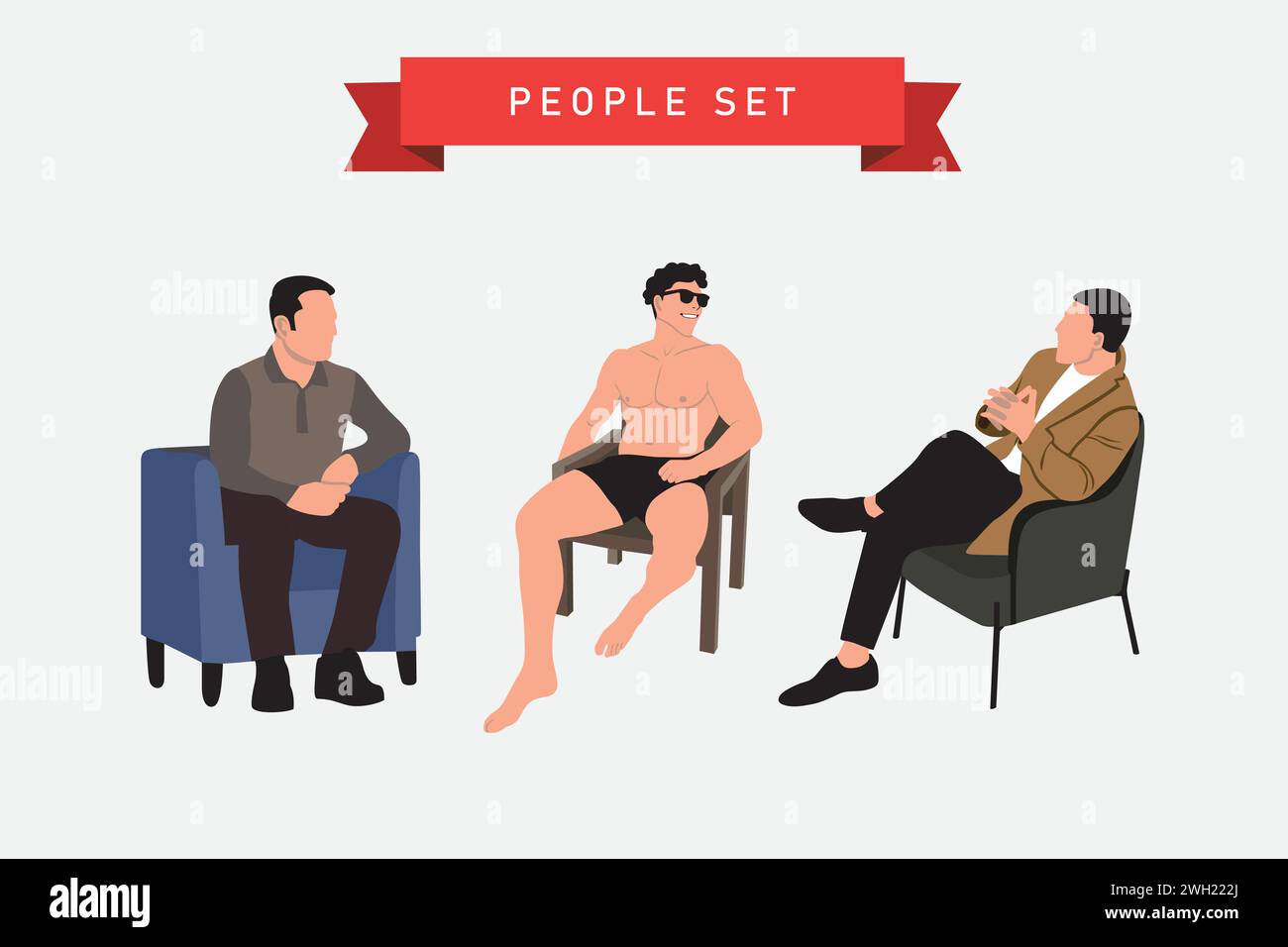 man sitting in armchairs. Vector illustration Stock Vector