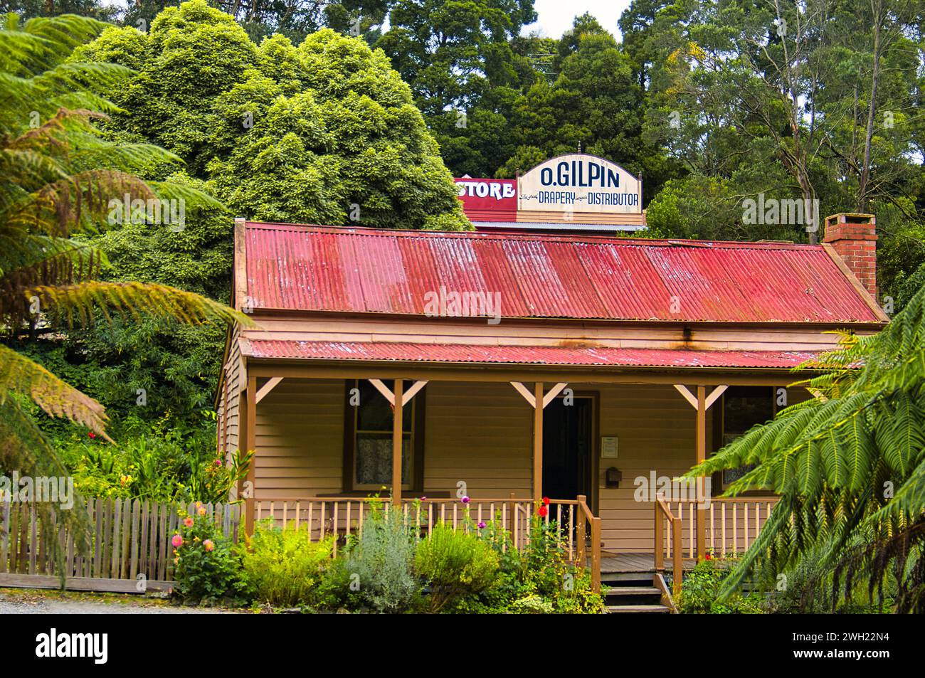 Simple wooden miner’s cottage with corrugated metal roof, in Coal Creek