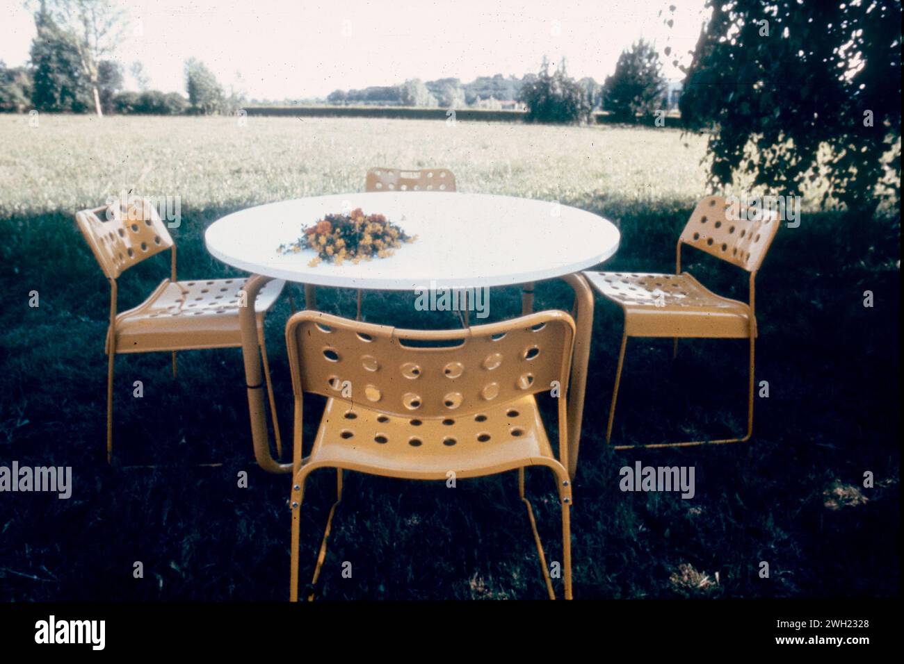 Bieffe design steel furniture outside table and chairs, Caselle, Italy