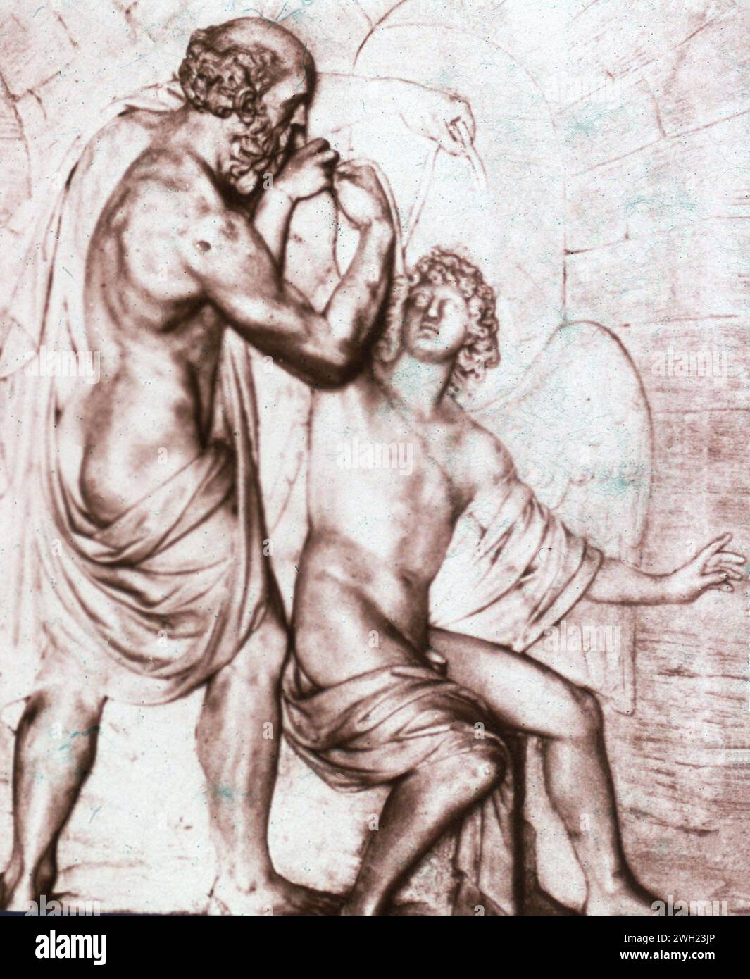 Daedalus and Icarus, relief Stock Photo