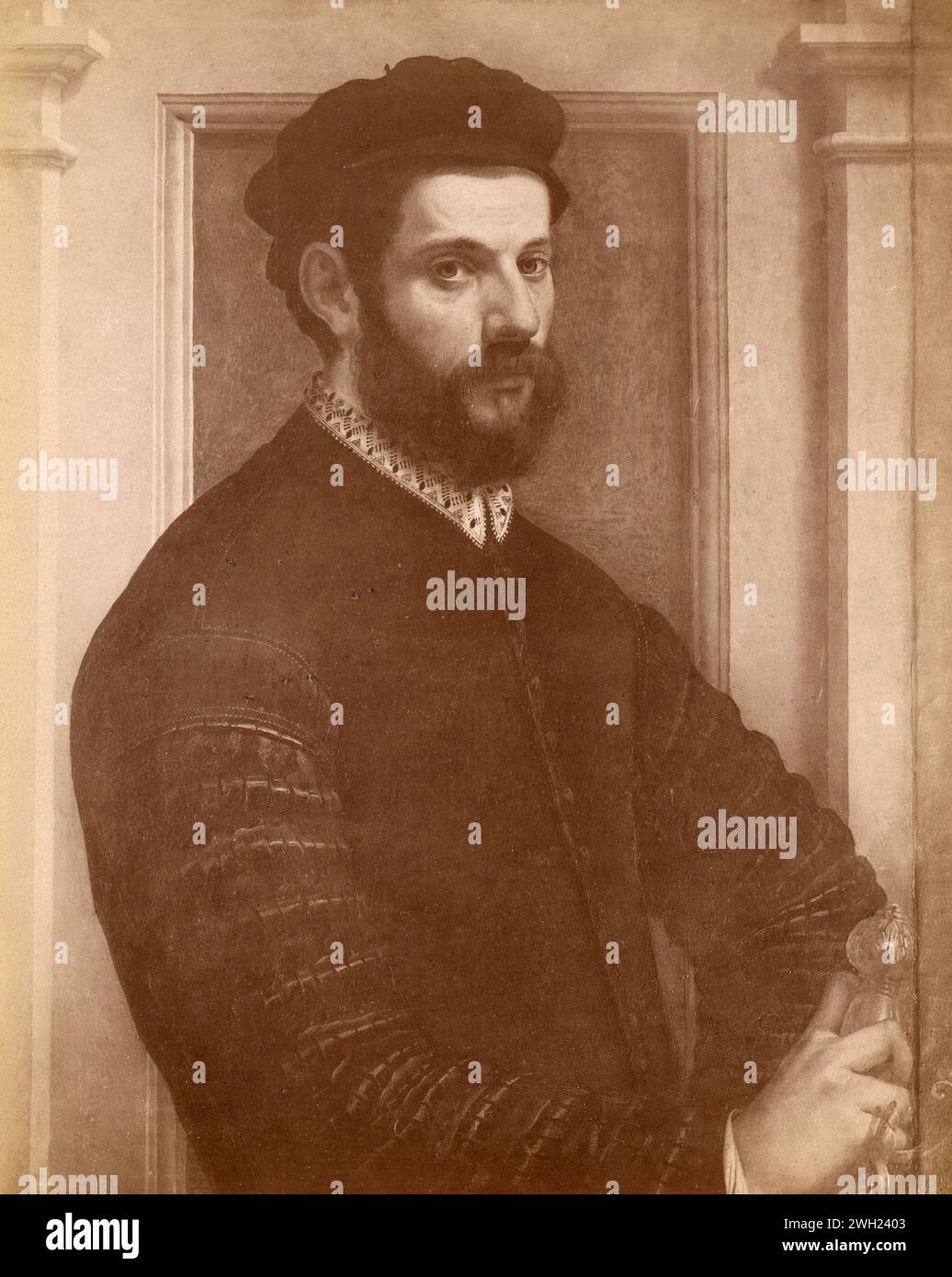 Self-portrait in Gentleman's clothes, painting by Italian artist Francesco Salviati, Italy 1890s Stock Photo