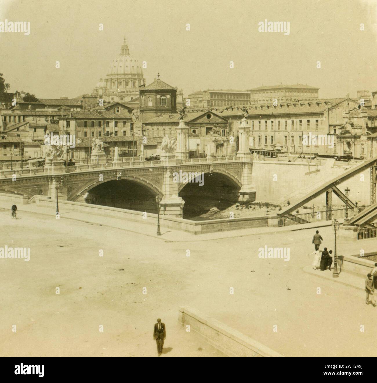 View of Ponte Vittorio Emanuele and St Peter's Church, Rome, Italy 1900s Stock Photo