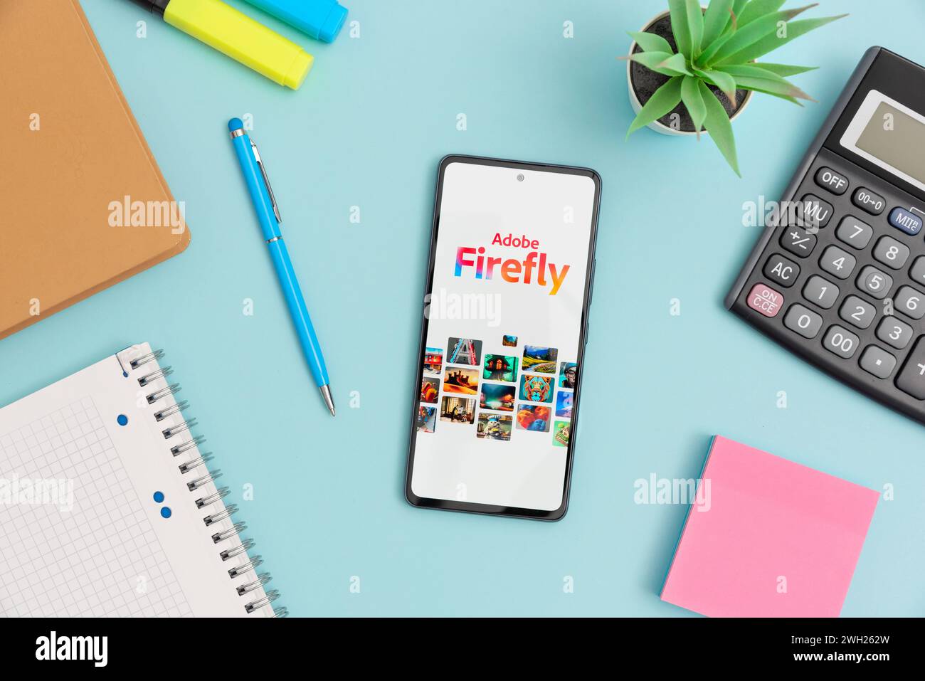 Wroclaw, Poland - FEB 05, 2024: Adobe Firefly logo on screen. AI Art Generator tool Stock Photo