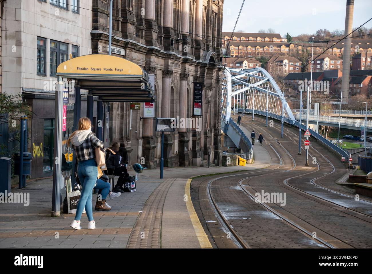 Yorkshire, UK – 27 Dec 2020: Passengers waiting for the Sheffield Super ...