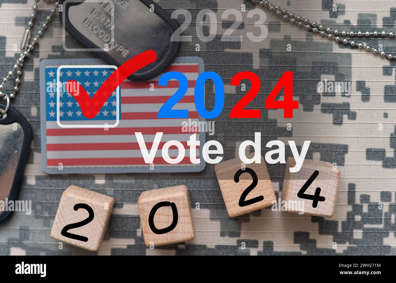 2024 United States of America presidential election vote banner. Stock Photo