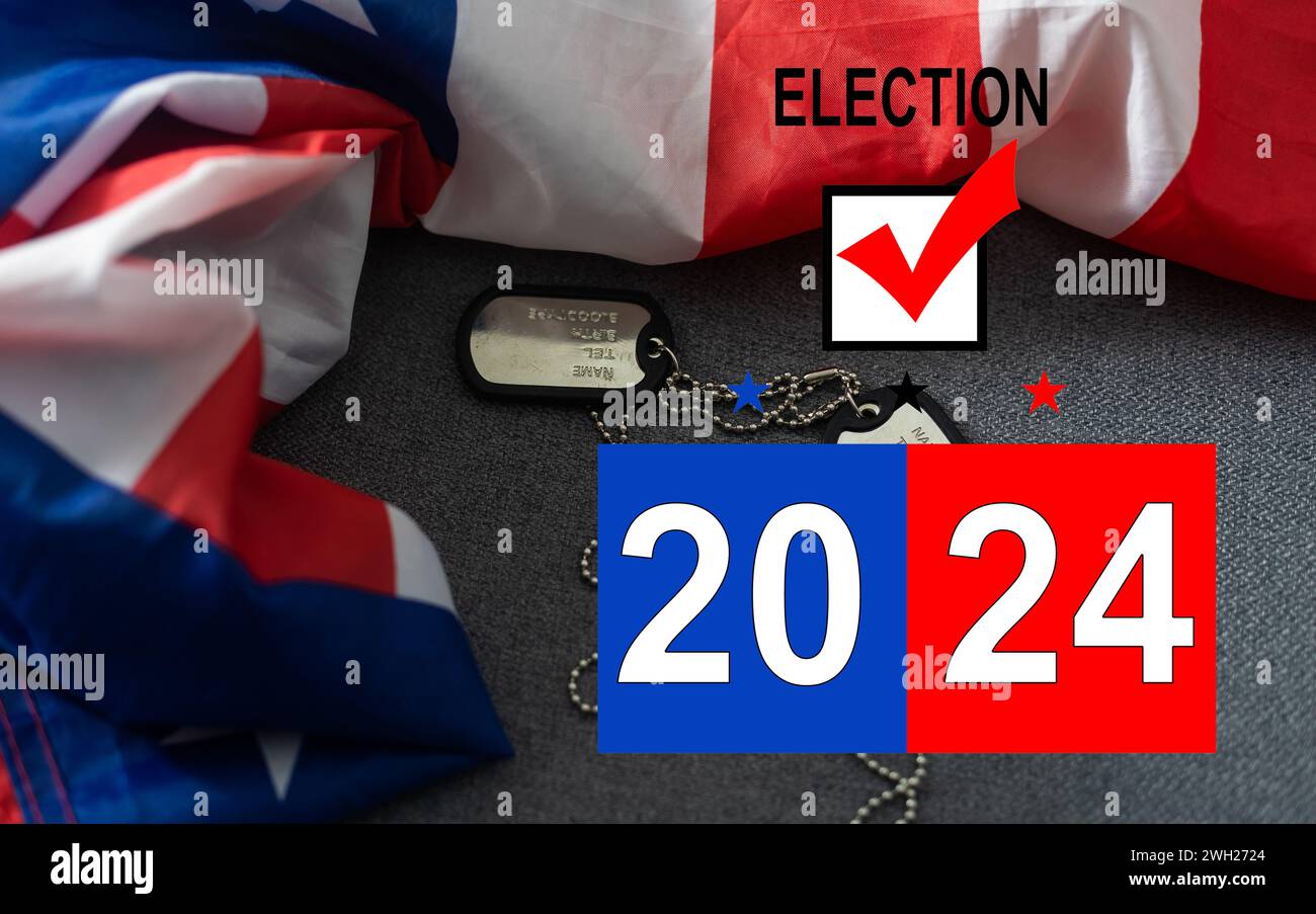 Presidential Election Vote 2024 USA time. army camouflage and badge