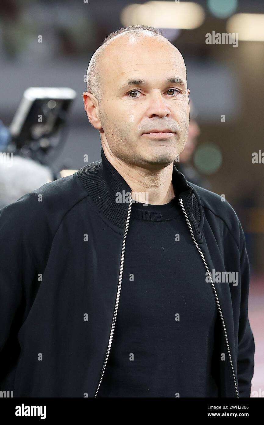 Tokyo, Japan. 7th Feb, 2024. Former Vissel Kobe player Andres INIESTA appears during a friendly match between Inter Miami CF and Vissel Kobe at Japan National Stadium in Tokyo. Vissel Kobe defeats Inter Miami CF 4:3 in penalties. (Credit Image: © Rodrigo Reyes Marin/ZUMA Press Wire) EDITORIAL USAGE ONLY! Not for Commercial USAGE! Stock Photo