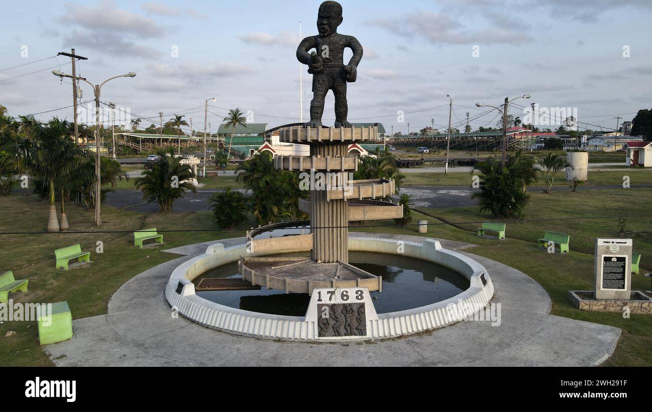 An aerial view of the 1763 Monument in Georgetown, Guyana. Stock Photo