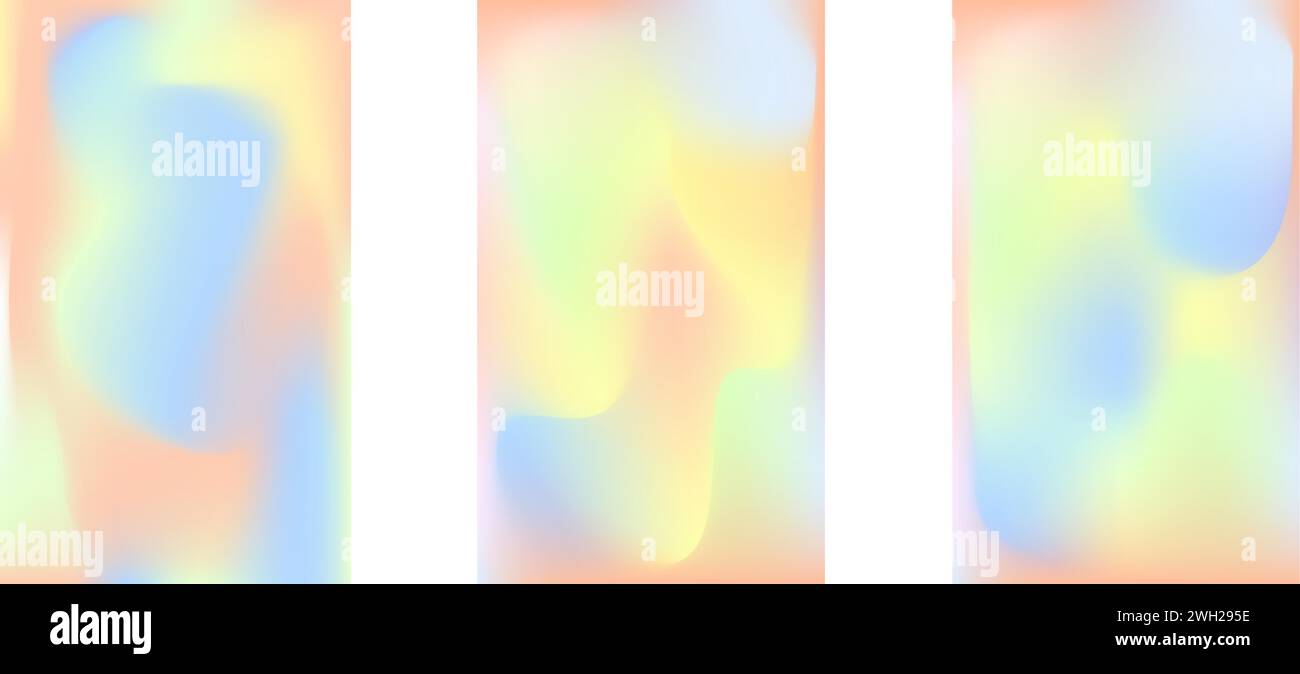 Set of holographic abstract background. Stylish holographic backdrop ...