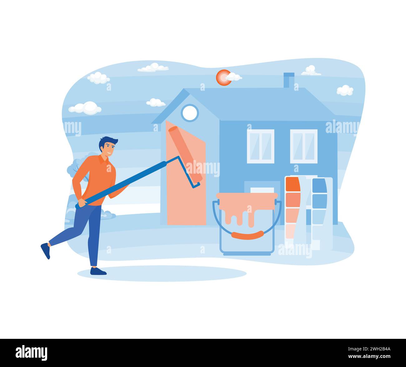 Man Provide Professional services from painter services. flat vector modern illustration Stock Vector