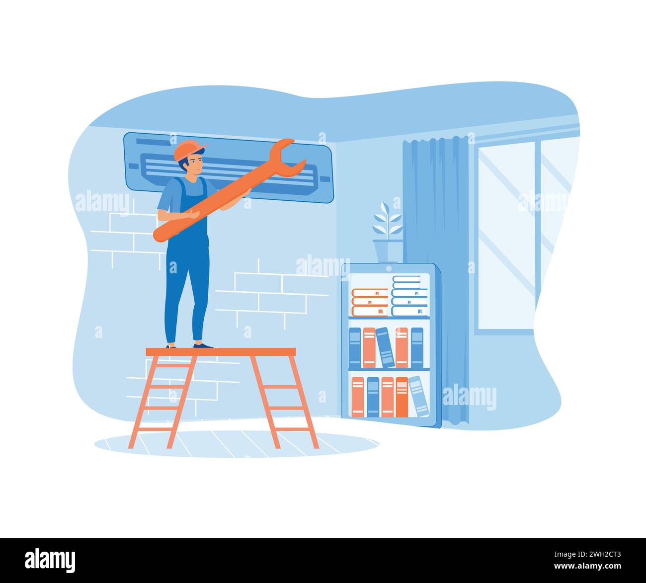 Man repairs and installs AC with Unit Breakdown, Maintenance Services