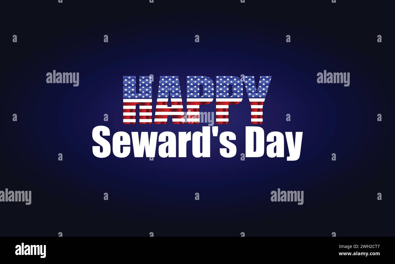 Happy Seward's Day Stylish Text Design Stock Vector