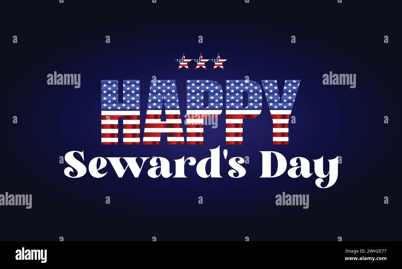 Happy Seward's Day Stylish Text Design Stock Vector