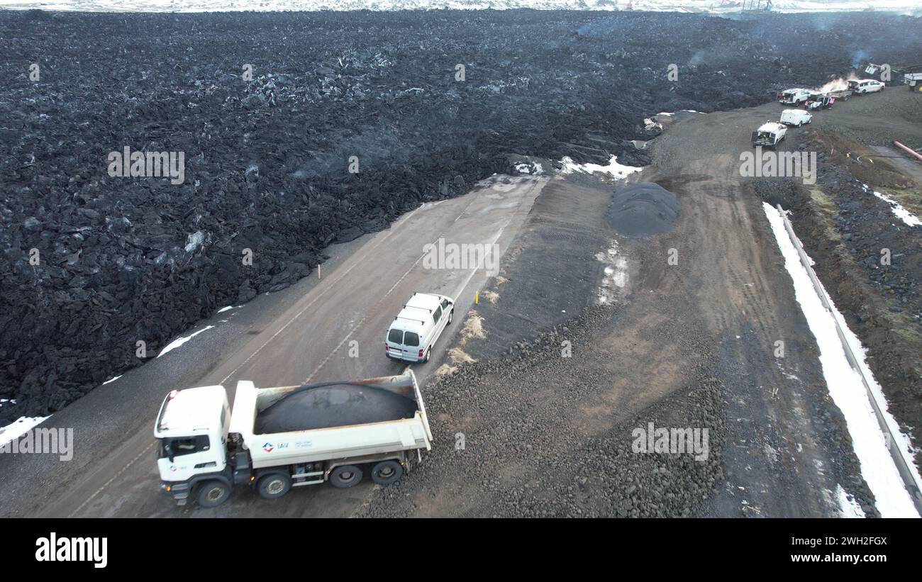 Volcanic Eruption in Grindavik, Iceland. January 2024. Drone View Stock Photo Alamy