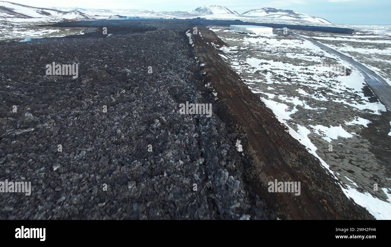 Volcanic Eruption in Grindavik, Iceland. January 2024. Drone View Stock Photo Alamy