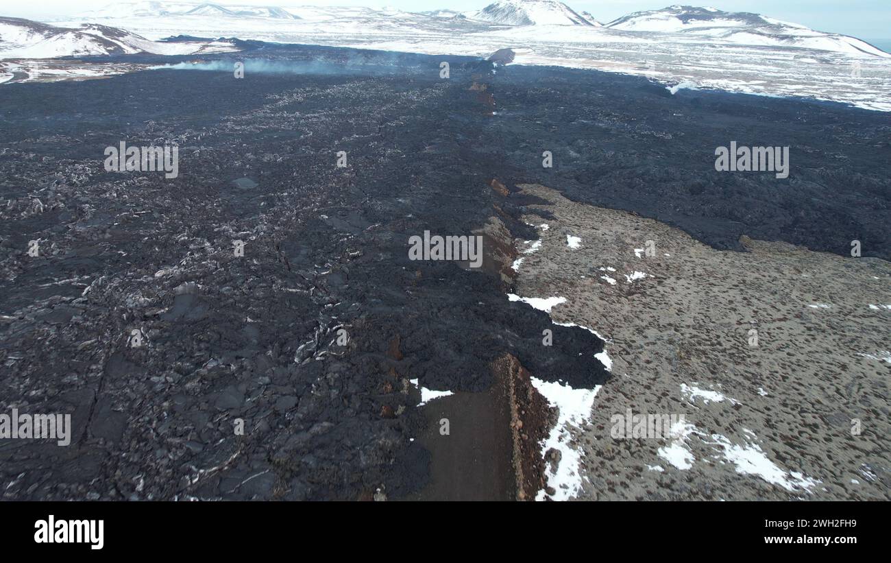 Volcanic Eruption in Grindavik, Iceland. January 2024. Drone View Stock Photo Alamy