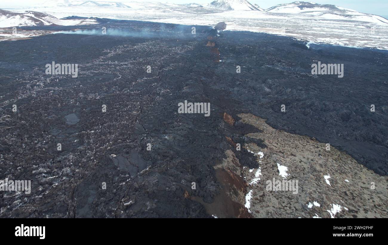 Volcanic Eruption in Grindavik, Iceland. January 2024. Drone View Stock Photo Alamy