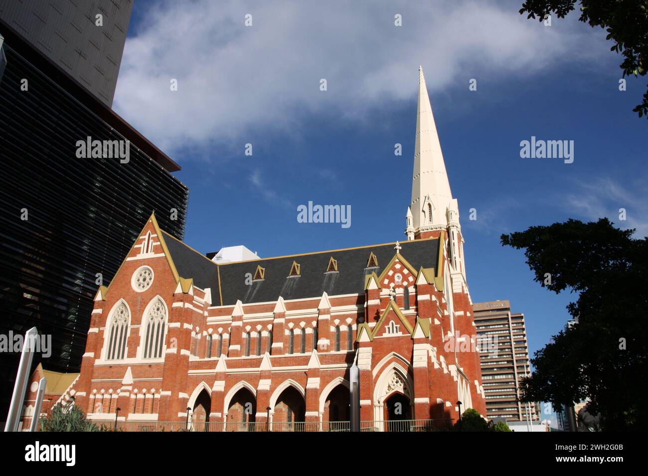 Albert Street Church in Brisbane. Landmark religious architecture of Brisbane, Queensland Australia. Stock Photo