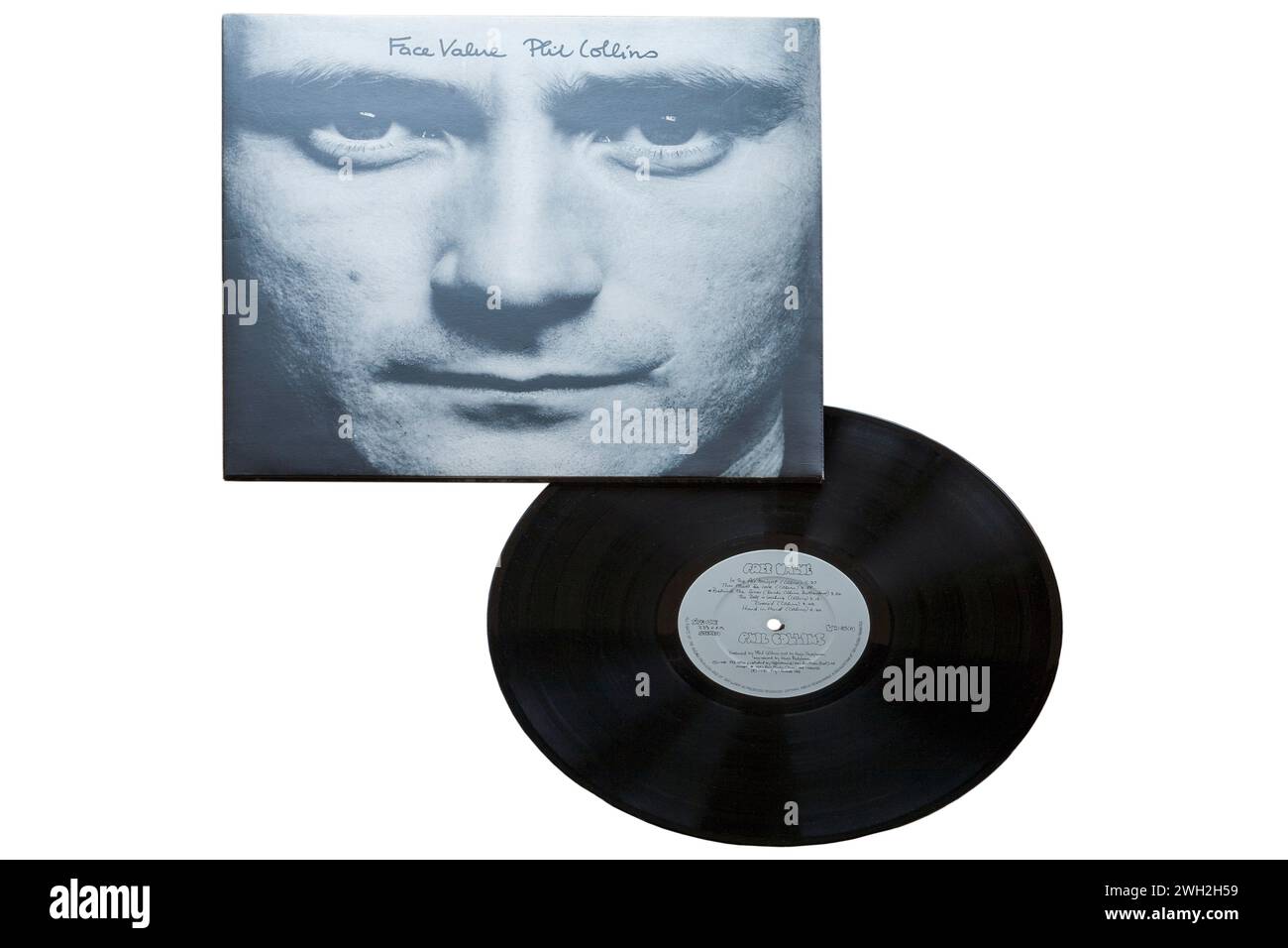 Phil Collins Face Value vinyl record album LP cover isolated on white background 1981 Stock