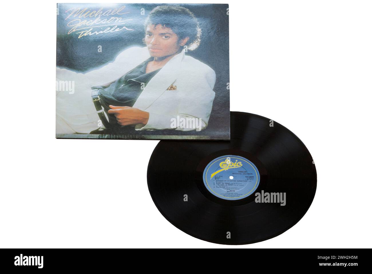 Michael Jackson Thriller vinyl record album LP cover isolated on white background - 1982 Stock Photo