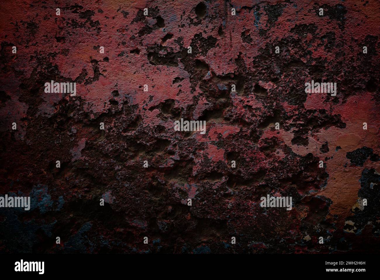 Dark wall background. Rough dark grunge texture. Stock Photo