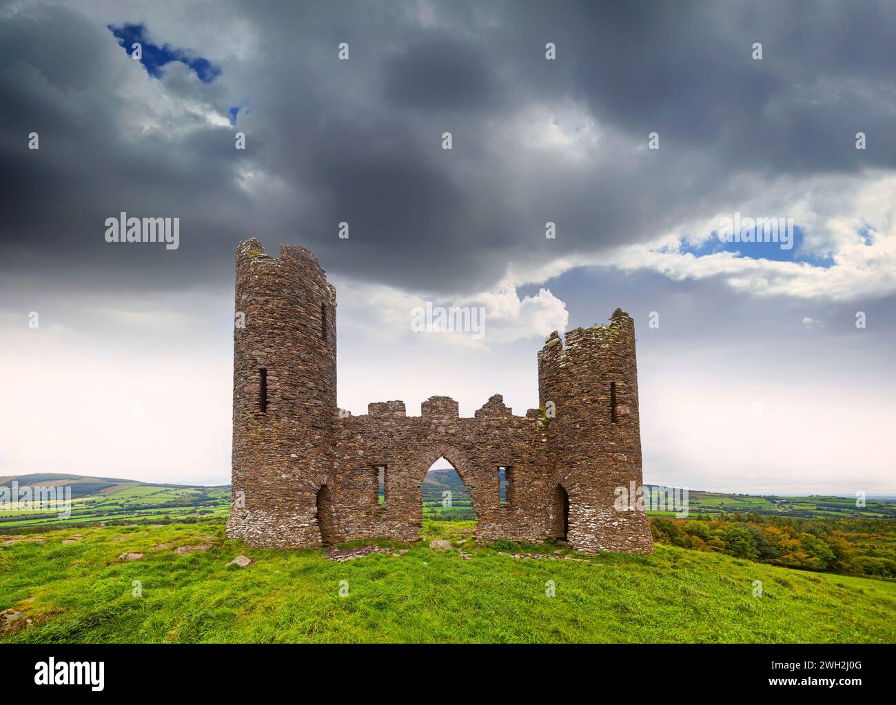 Oliver's Folly, sham castle, eye-catcher and folly built in 1790, in Castle Oliver, near Ballyorgan, County Limerick, Ireland Stock Photo