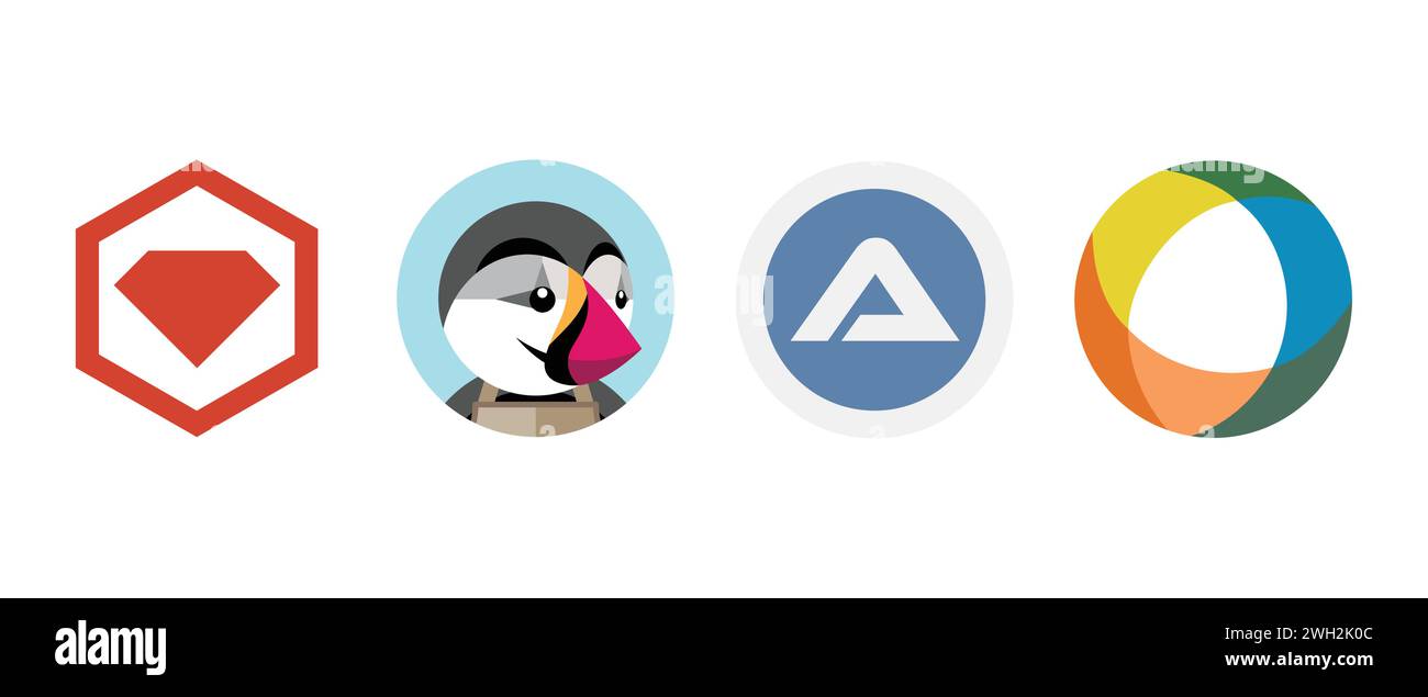 Alfresco, Open Source Initiative,OpenShift, Wufoo. Vector illustration, editorial logo. Stock Vector