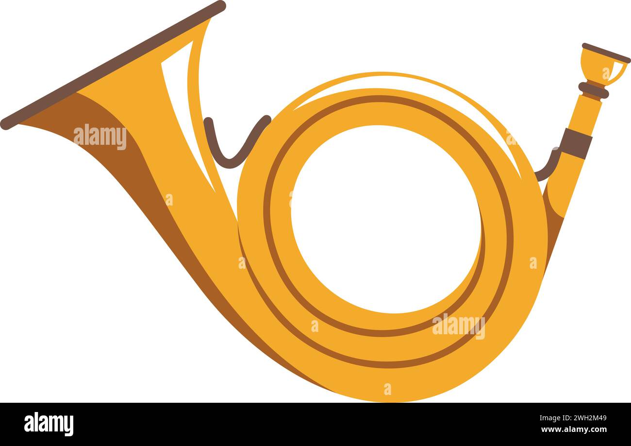 Traditional Hunting Bugle Isolated Icon in Flat Style Stock Vector ...