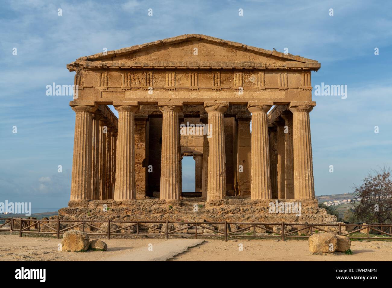 Agrigento, Italy - 3 January, 2024: view of the Temple of Concordia in the Valley of the Temples Stock Photo