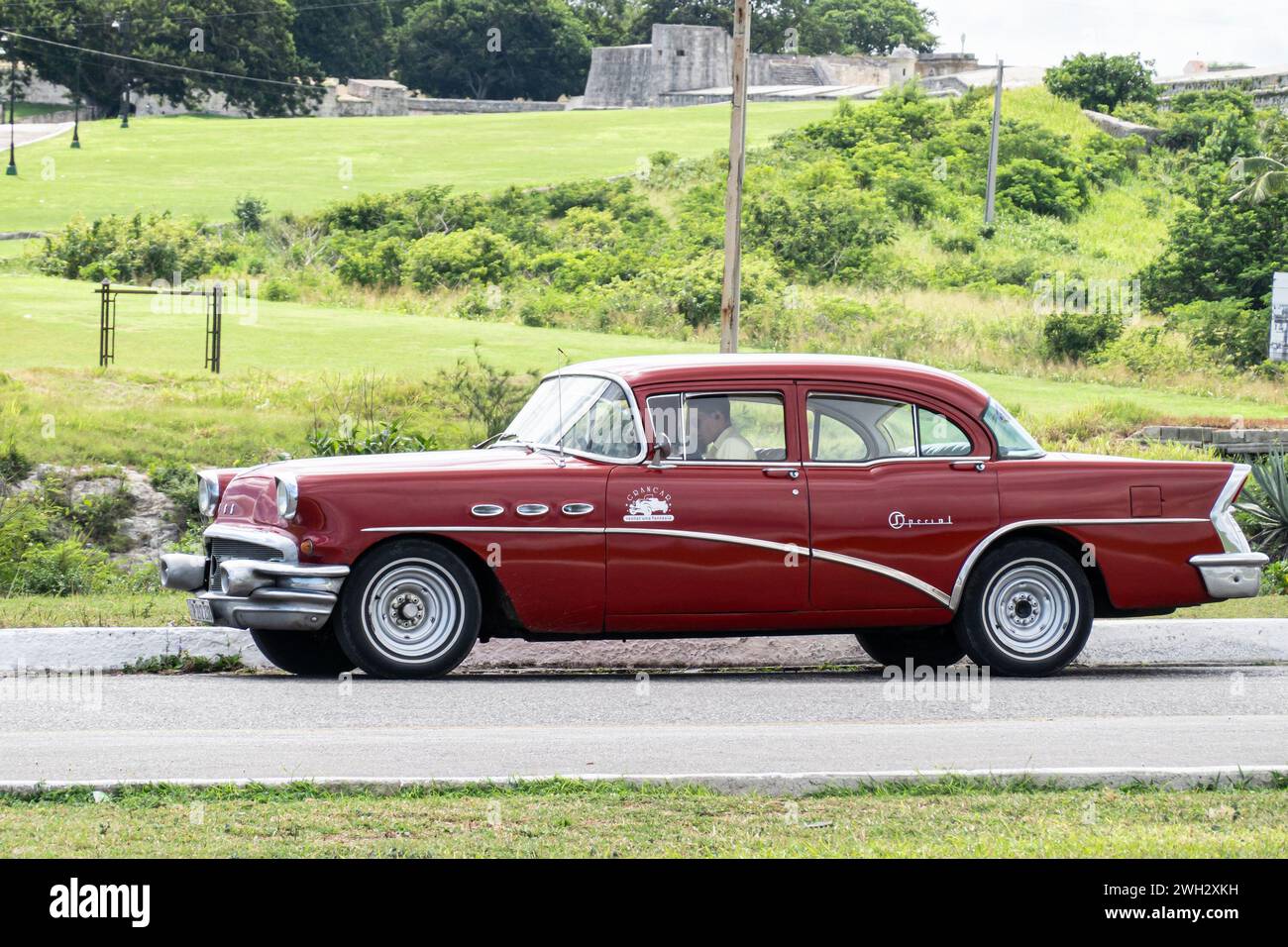 HAVANA, CUBA - AUGUST 27, 2023: Buick Special 1956 in Havana Cuba, waiting for tourist ride Stock Photo