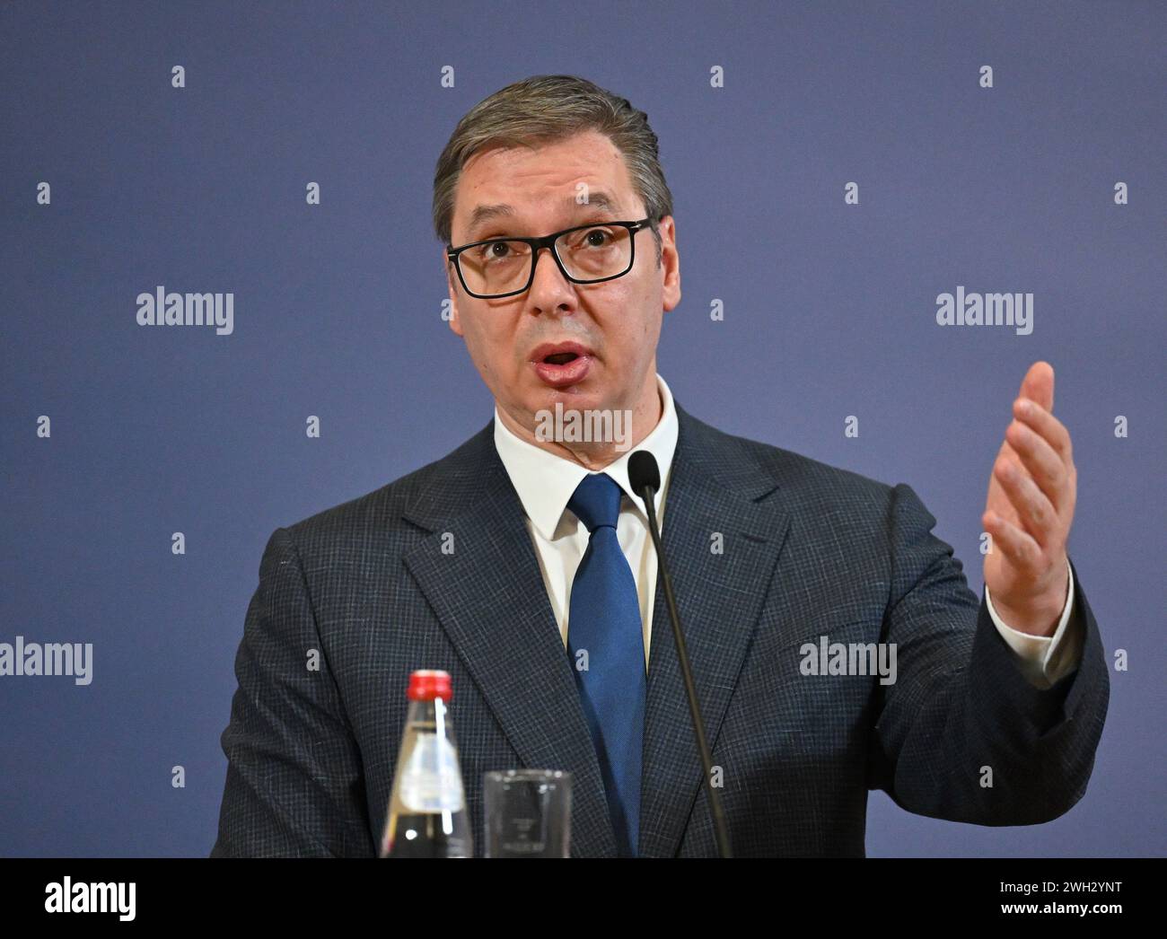 Belgrad, Serbia. 07th Feb, 2024. Aleksandar Vucic, President of Serbia
