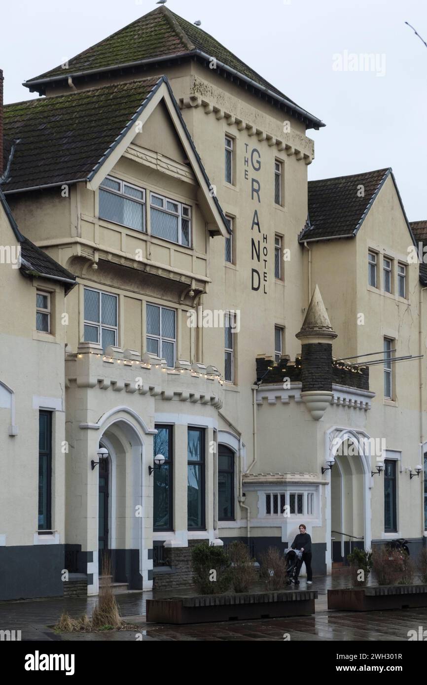 Around Port Talbot an industrial town in Neath Port Talbot Wales UK on a winters day. the Grand Hotel; Stock Photo