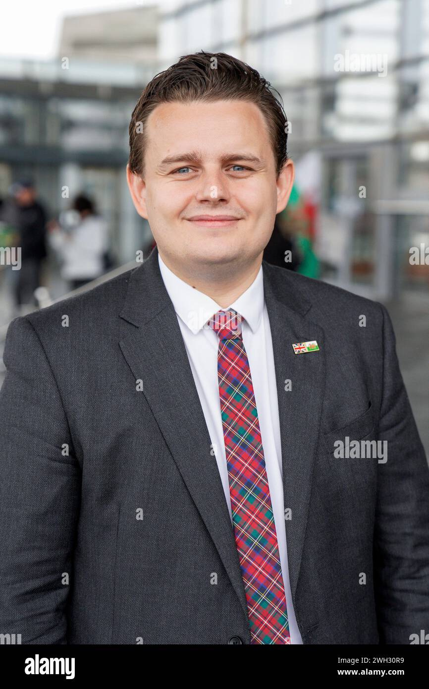 Welsh Conservative member Tom Giffard MS Pictured Outside the Senedd, National Assembly for Wales, Cardiff, Wales.UK. Stock Photo