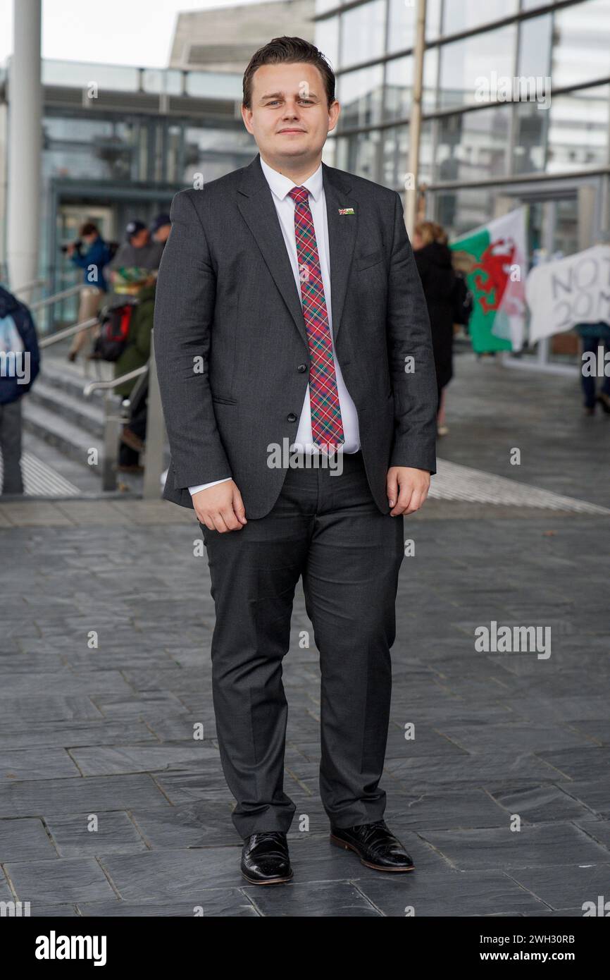 Welsh Conservative member Tom Giffard MS Pictured Outside the Senedd, National Assembly for Wales, Cardiff, Wales.UK. Stock Photo