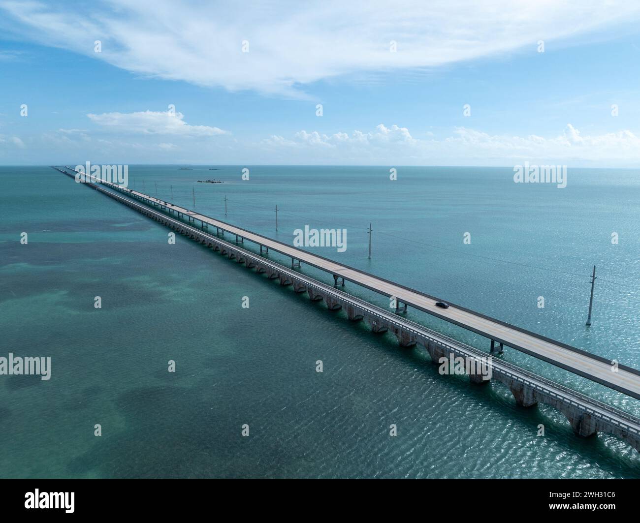 Aerial view along the Seven Mile Bridge of US1 to the Florida Keys