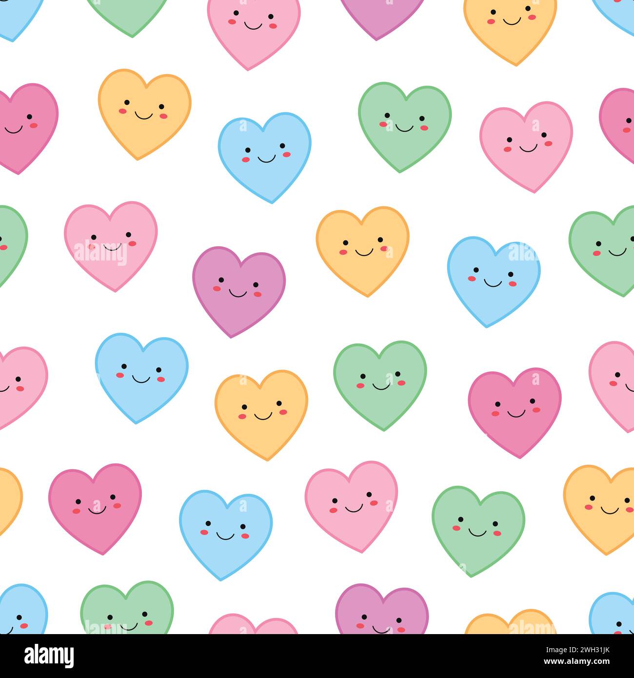 Cute pattern kawaii hearts Stock Vector Images - Alamy