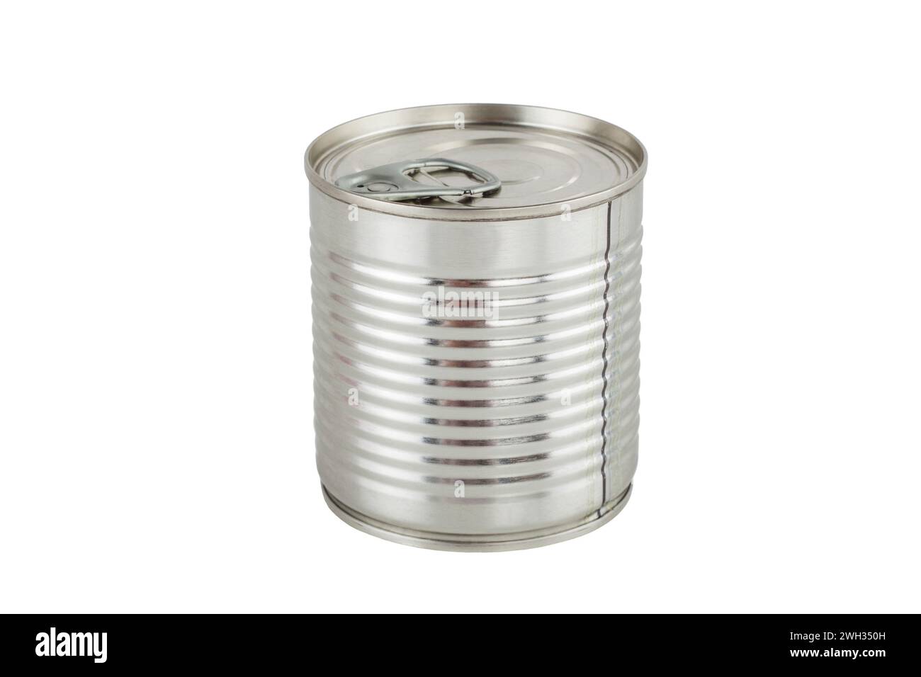 Empty tin can  isolated on white background Stock Photo