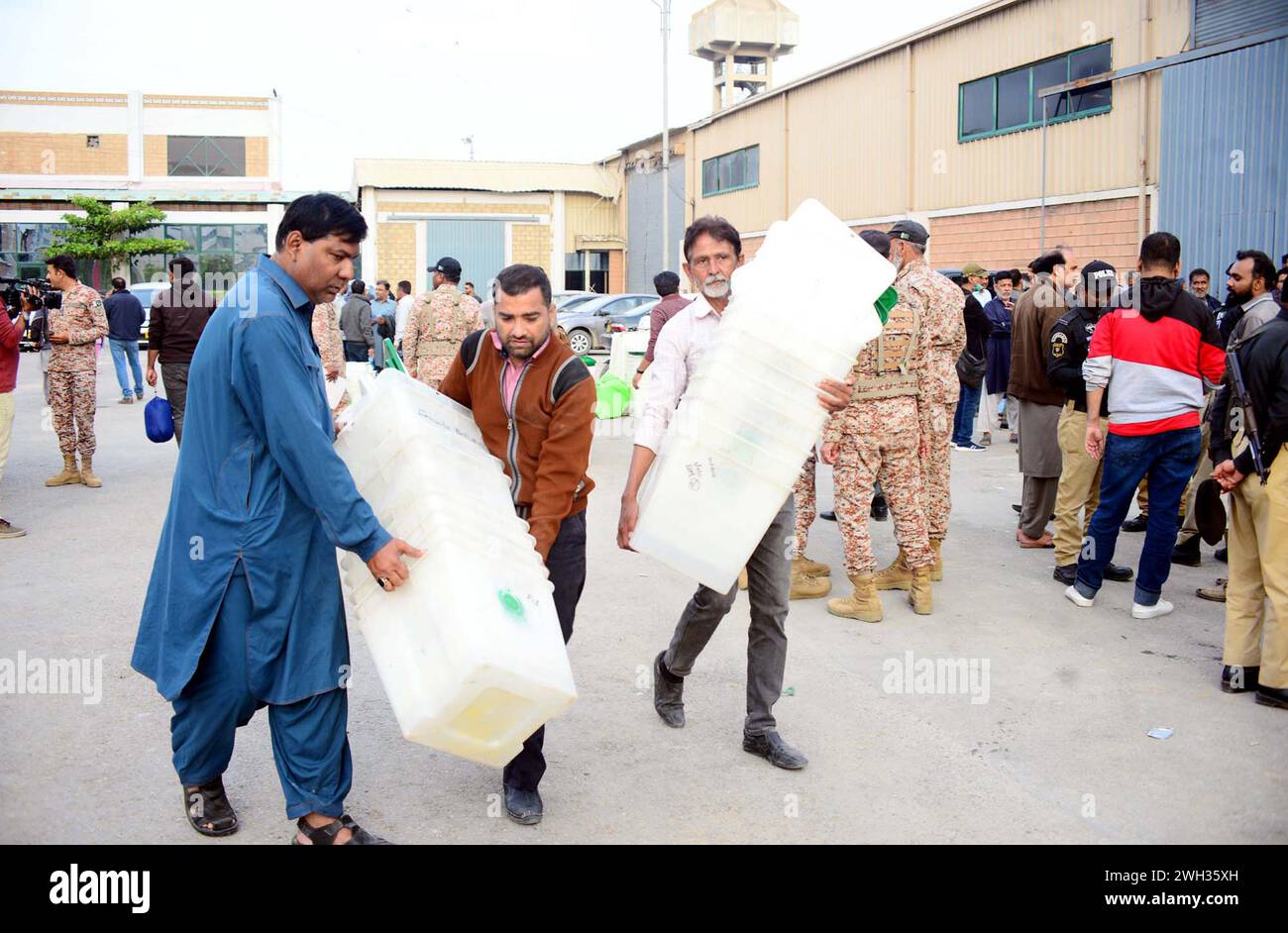 Polling staffs are leaving for election duties after collecting ballot