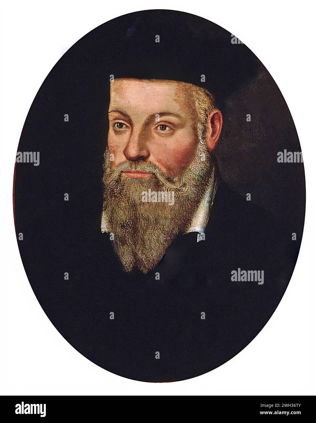 Nostradamus. Portrait of Michel de Nostredame (1503-1566) by his son, César de Notre-Dame, 1614 Stock Photo