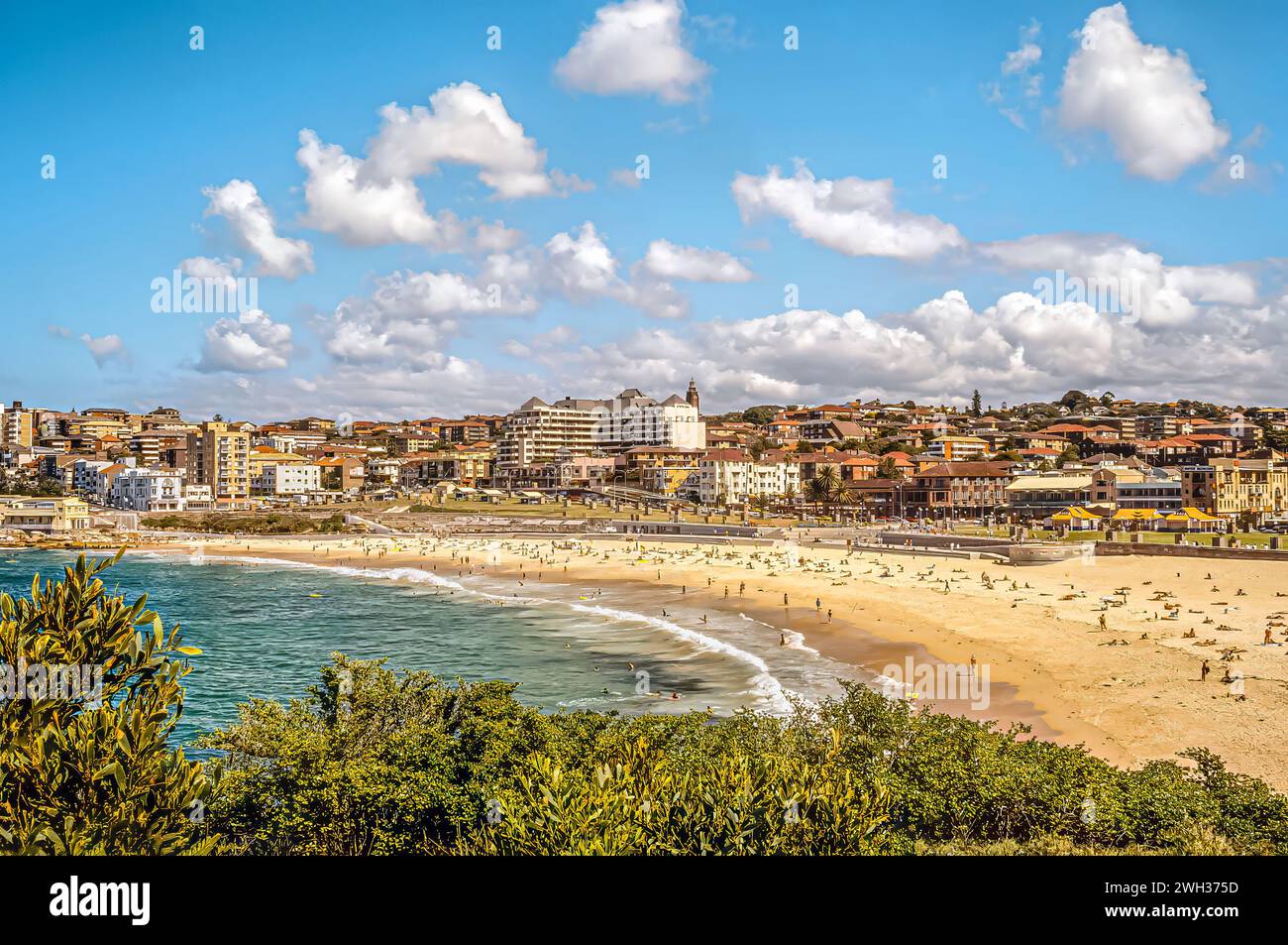 View over Coogee Beach in Sydney, NSW, Australia Stock Photo