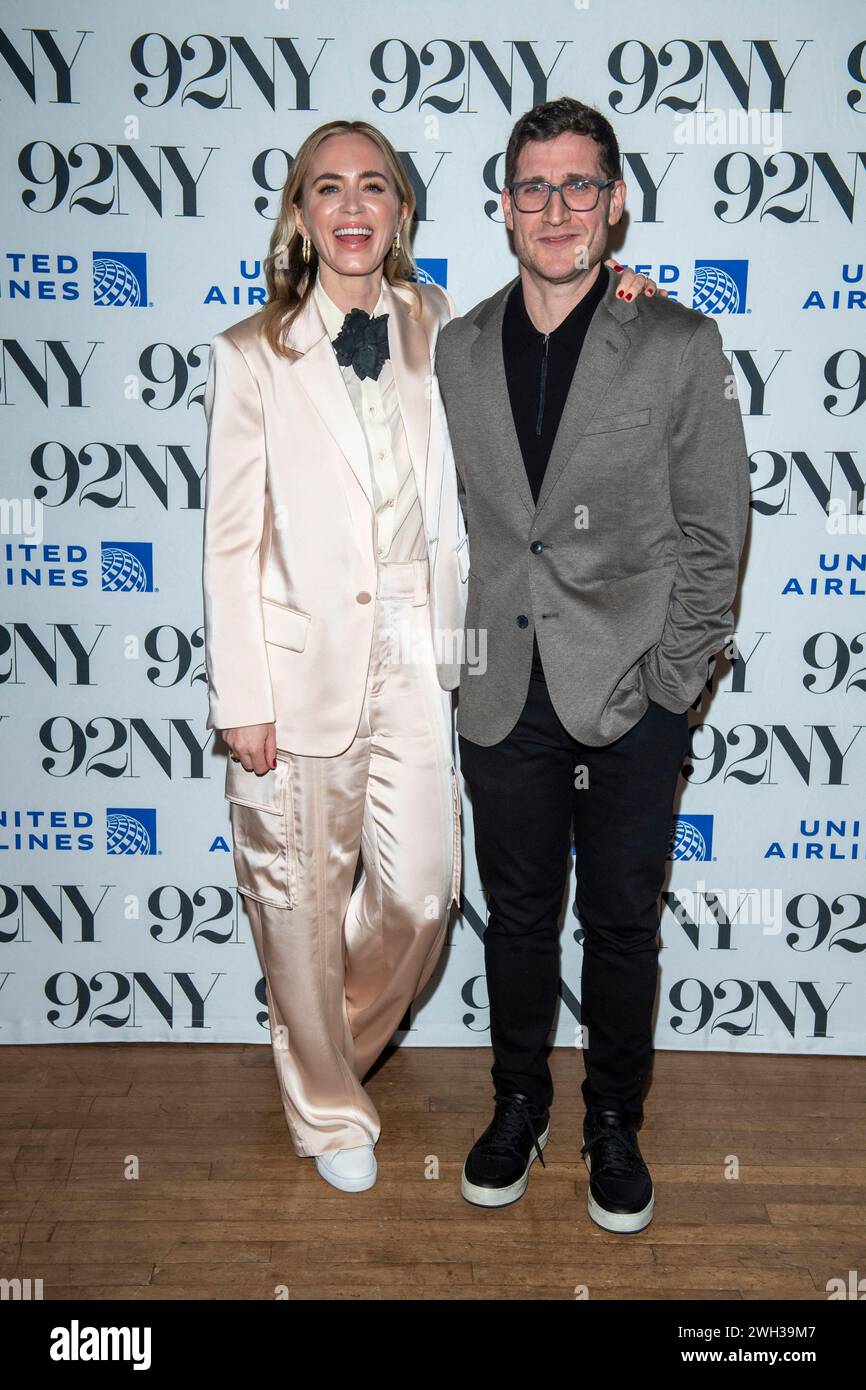 New York, United States. 06th Feb, 2024. In the Spotlight: 'Oppenheimer' Emily Blunt in Conversation with MTV's Josh Horowitz. Emily Blunt and Josh Horowitz are attending a discussion of the film ''Oppenheimer'' at the 92nd Street Y in New York City, USA, on February 6, 2024. (Photo by Thenews2/NurPhoto) Credit: NurPhoto SRL/Alamy Live News Stock Photo