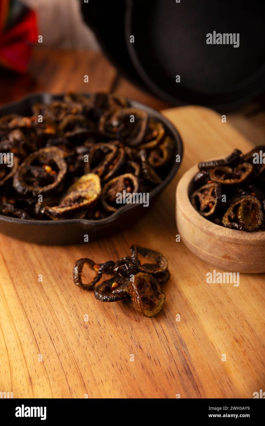 Chili chips. In Mexico called Chicharron de Chile. Crispy chili fried